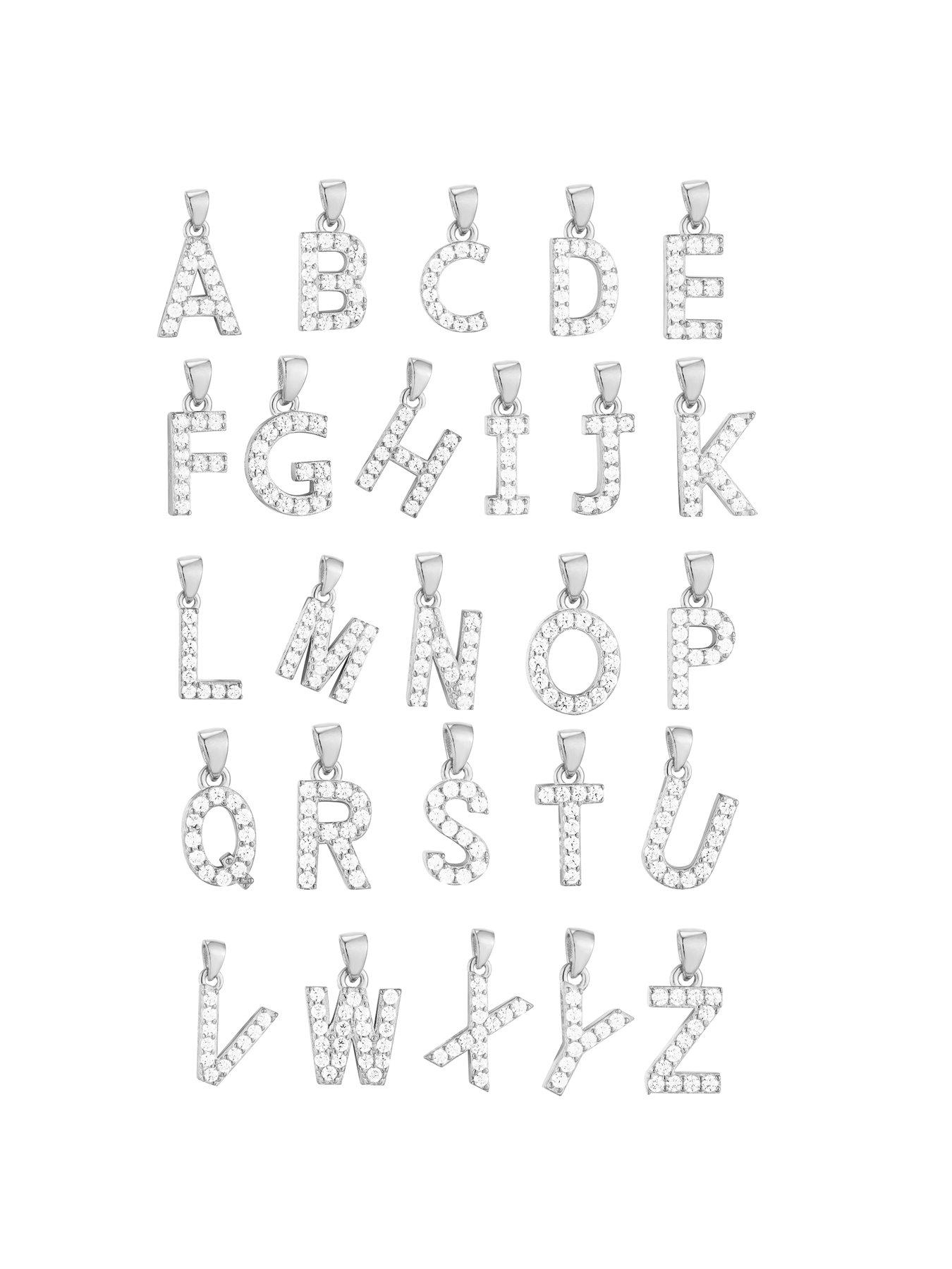 Image 3 of 7 of The Love Collection Sterling silver cubic zirconia initial pendant