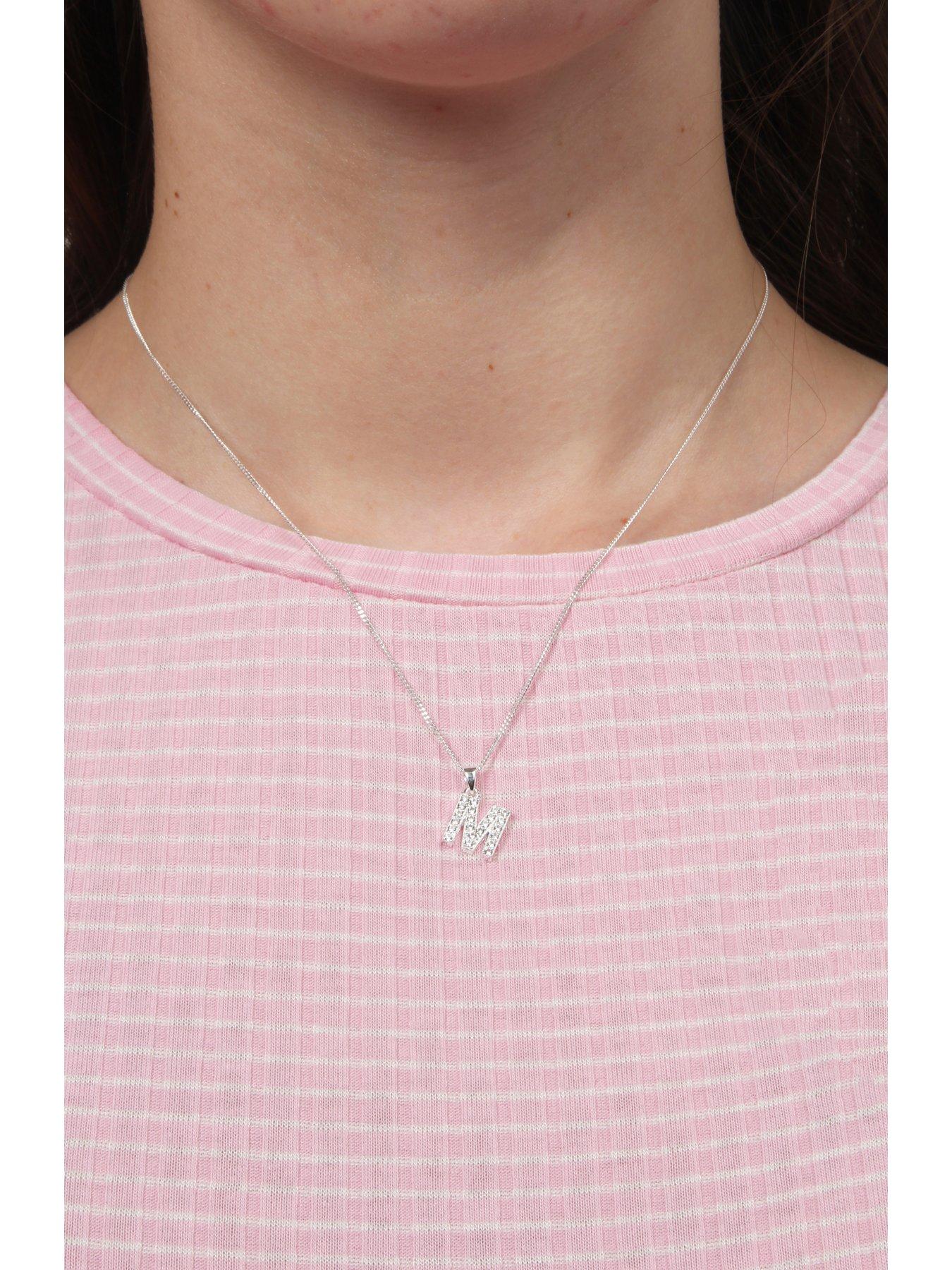 Image 6 of 7 of The Love Collection Sterling silver cubic zirconia initial pendant