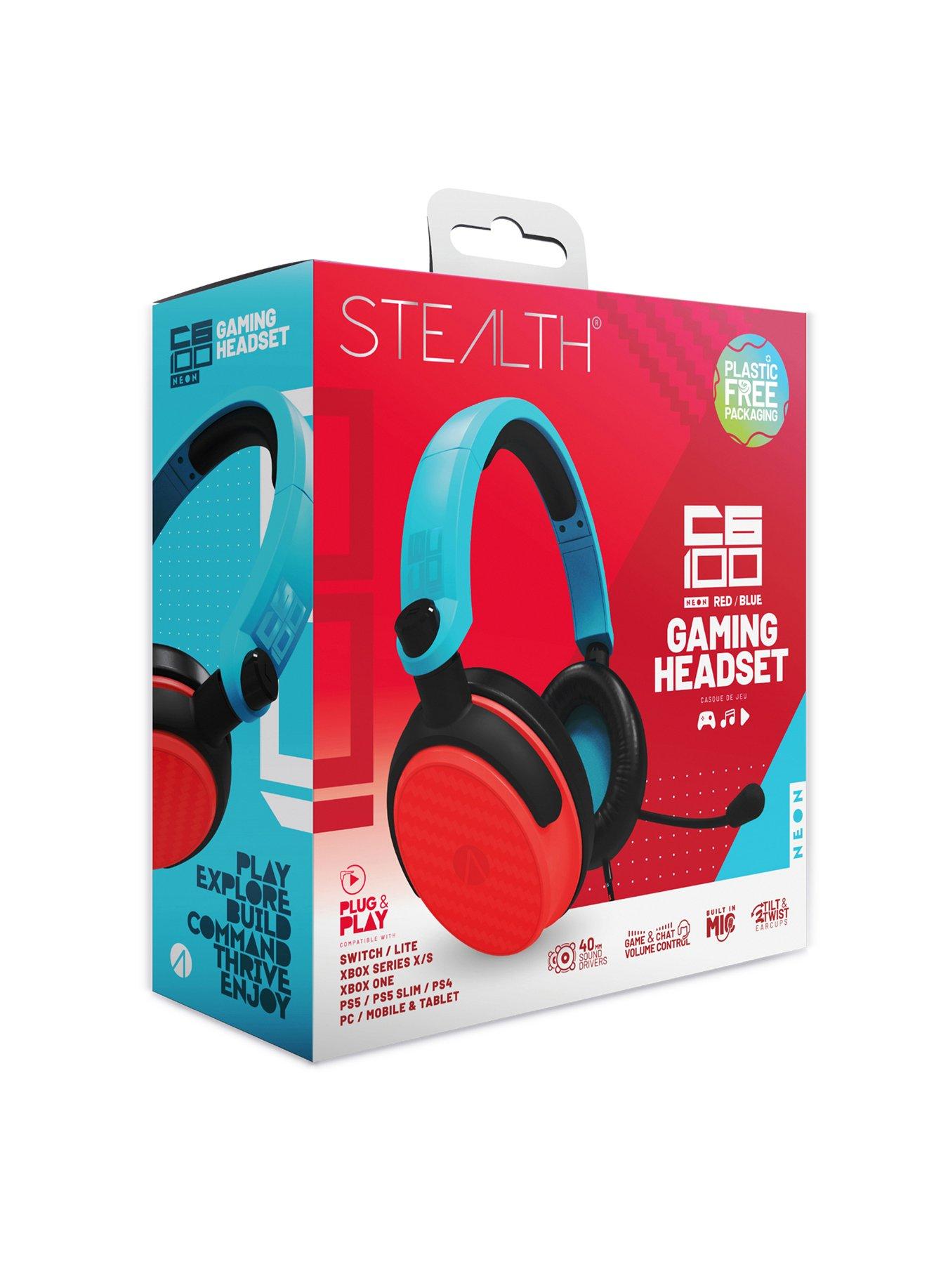 Image 2 of 7 of Stealth C6-100 Gaming Headset for Switch, XBOX, PS4/PS5, PC - Neon Red/Blue