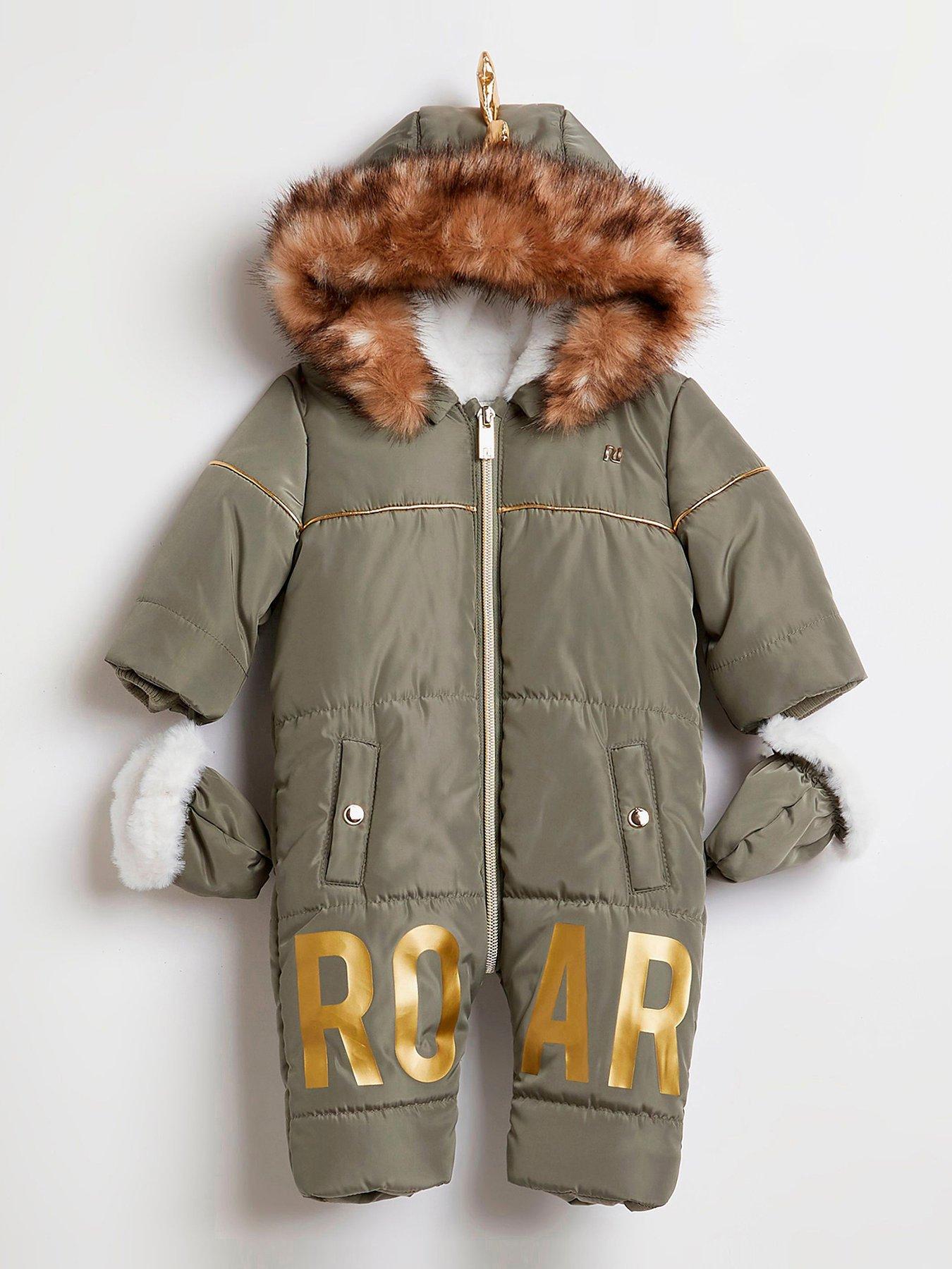 River Island Baby Baby Boys Dino SnowsuitKhaki very.co.uk