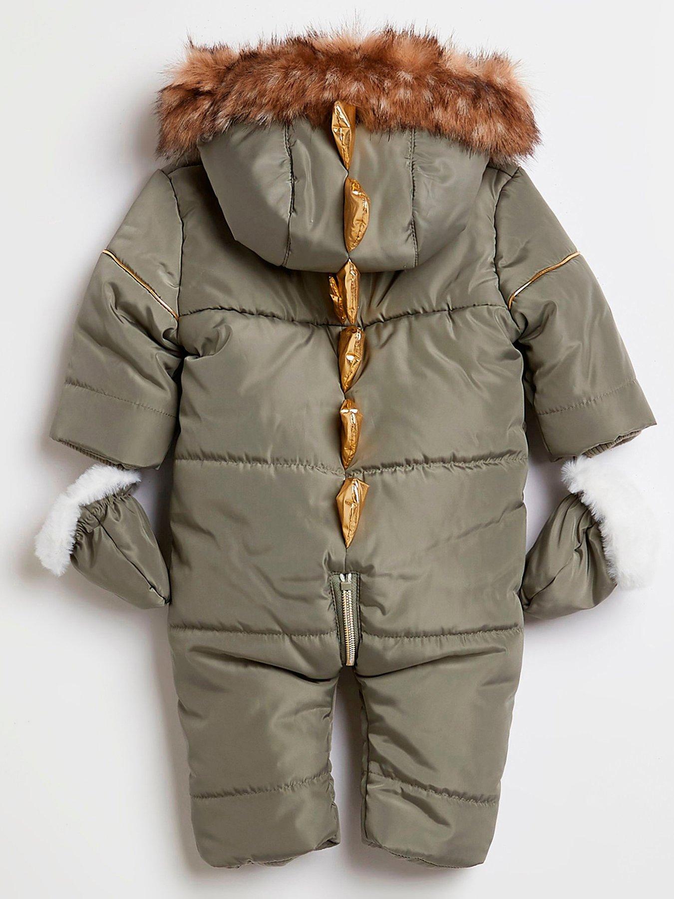 River Island Baby Baby Boys Dino SnowsuitKhaki very.co.uk