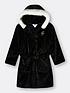  image of river-island-girls-sweet-dreams-cosy-hooded-robe-black