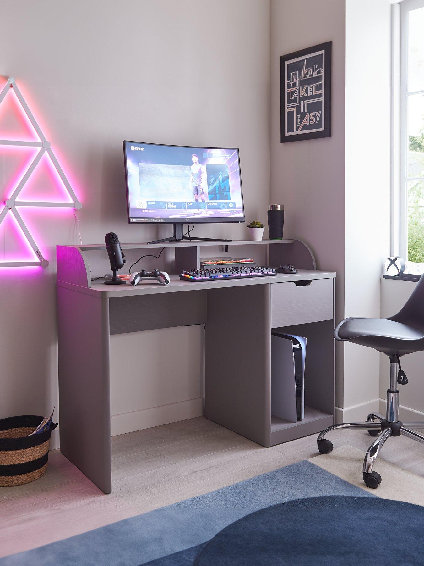 The Very Collection Aspen Gaming Desk - Grey Oak Effect