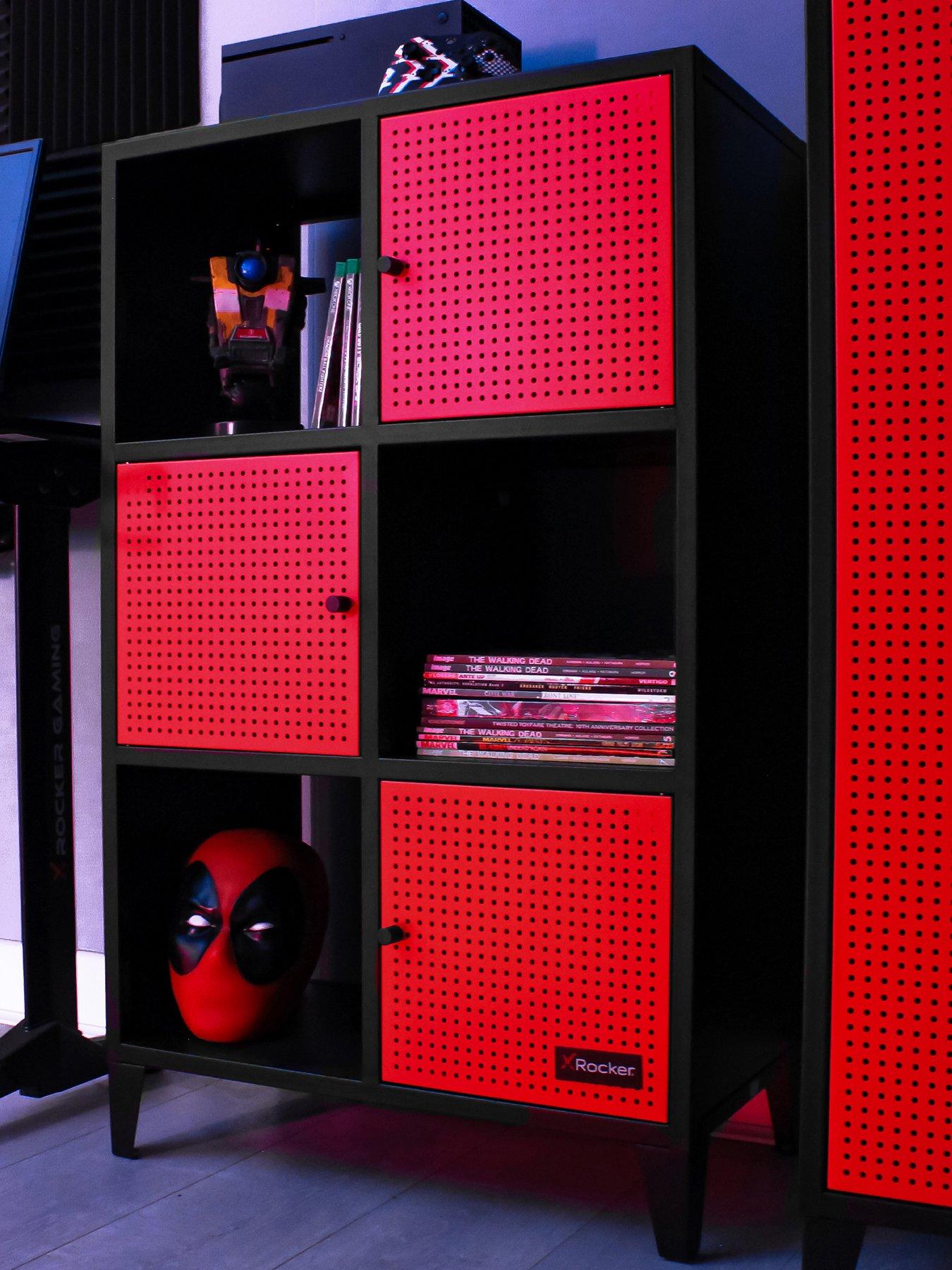 Product photograph of X Rocker Mesh-tek Tall Display Cabinet With 6 Cube Storage from very.co.uk