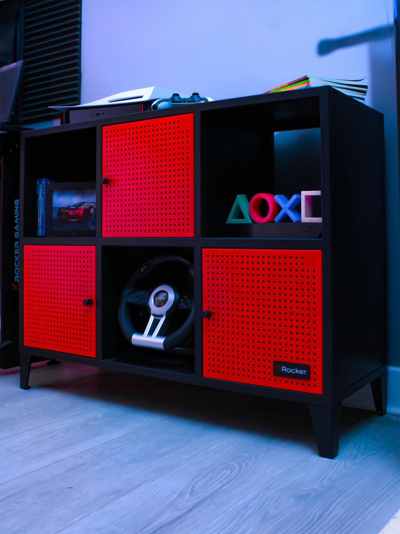 Image 1 of 7 of X Rocker MESH-TEK Wide Display Cabinet with 6 Cube Storage