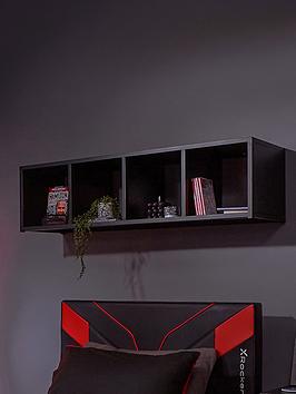 Product photograph of X Rocker Mesh-tek Wall Mountable Display Shelf With 4 Cube Storage from very.co.uk