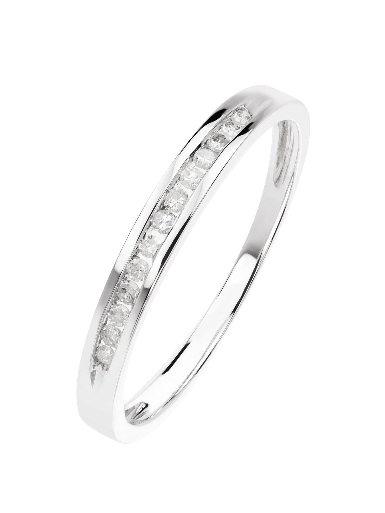 Product photograph of Love Diamond 9ct White Gold 0 10ct Diamond Channel Set Half Eternity Ring from very.co.uk
