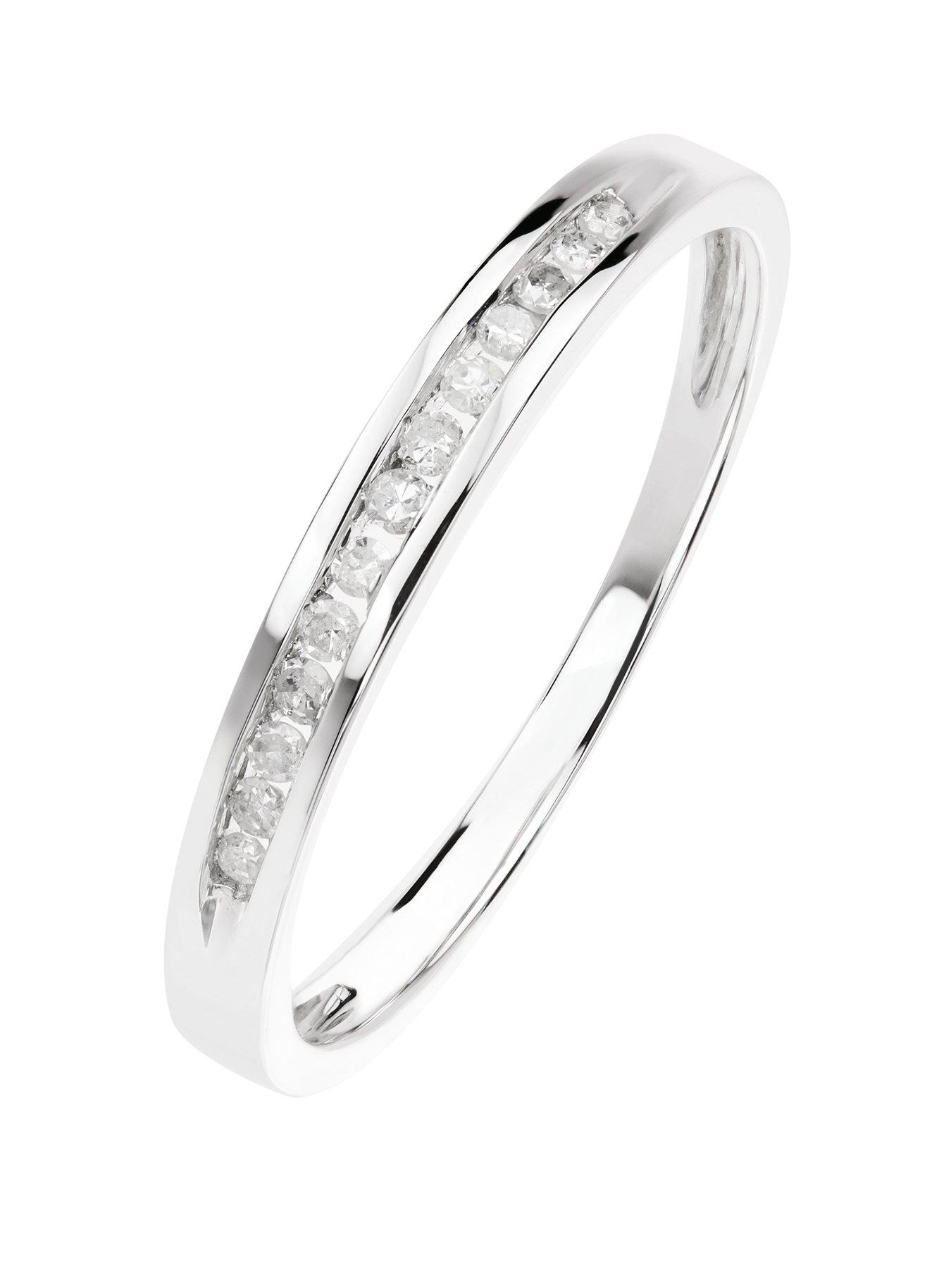 Love DIAMOND 9ct White Gold 0.10ct Diamond Channel Set Half Eternity Ring