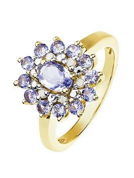 love-gem-18ct-gold-plated-silver-tanzanite-diamond-cluster-ring