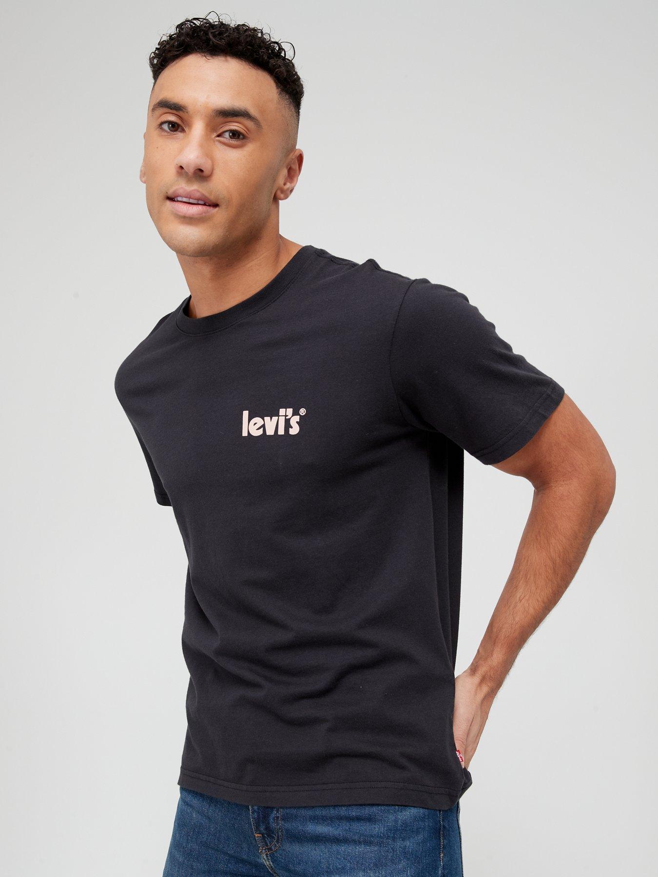 Men Poster Logo Relaxed Fit T-Shirt - Black
