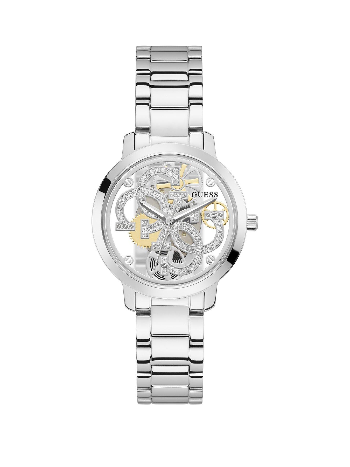 Guess Quattro Clear Stainless Steel Ladies Watch Very