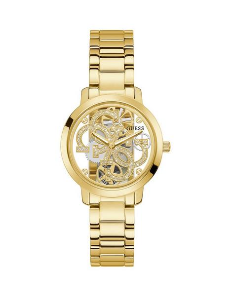 guess-quattro-clear-stainless-steel-ladies-watch