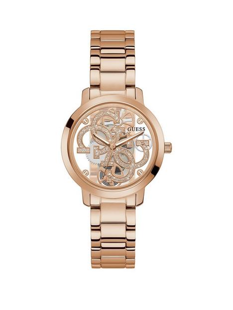 guess-quattro-clear-stainless-steel-ladies-watch