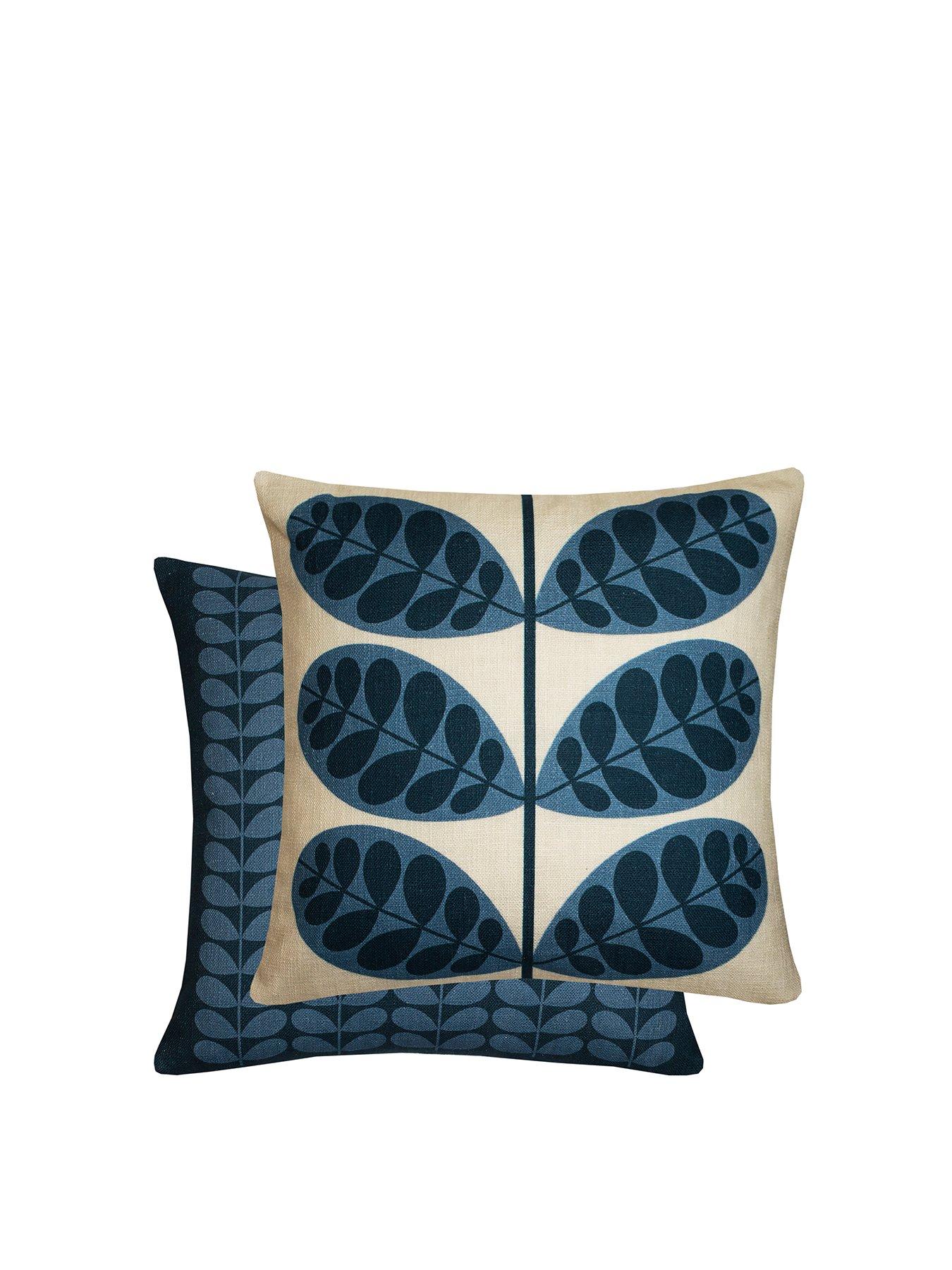 Product photograph of Orla Kiely Botanica Stem Cushion - Blue from very.co.uk