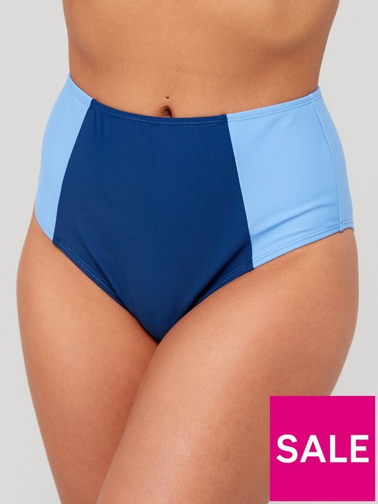 front image of v-by-very-colour-blocknbspshape-enhancing-bikini-high-waisted-bottom