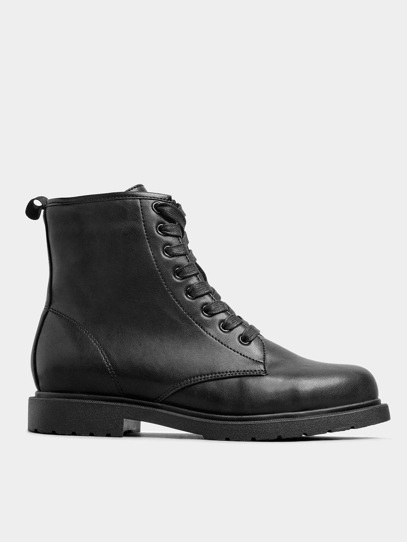 Arezzo Chunky Sole Lace Up Ankle Boot Black