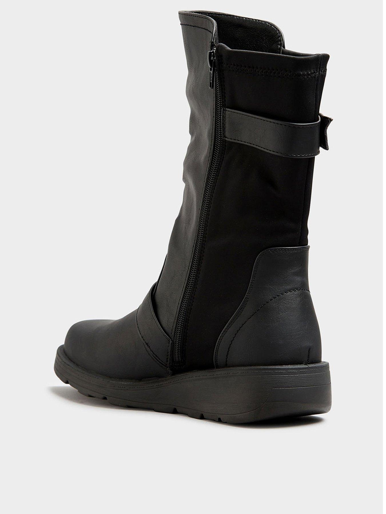 Image 2 of 4 of Yours Low Wedge Buckle Boot Black