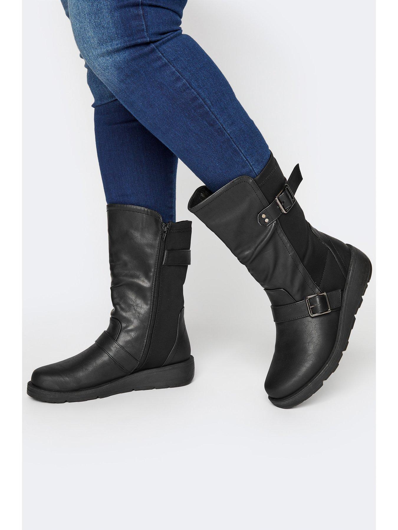 Image 4 of 4 of Yours Low Wedge Buckle Boot Black