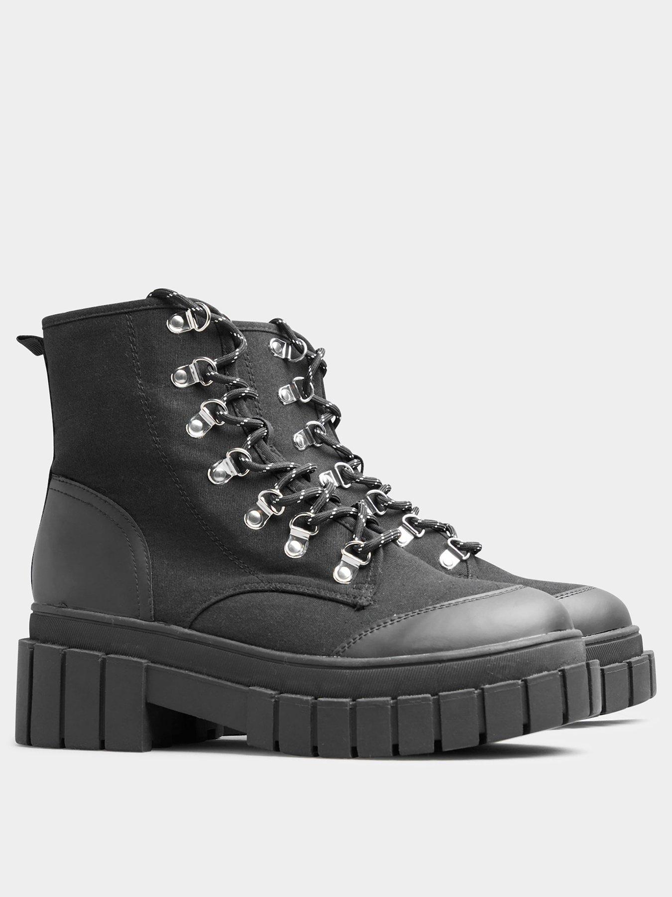 Shoes & boots Yours Canvas Wide Fit Chunky Combat Boots - Black
