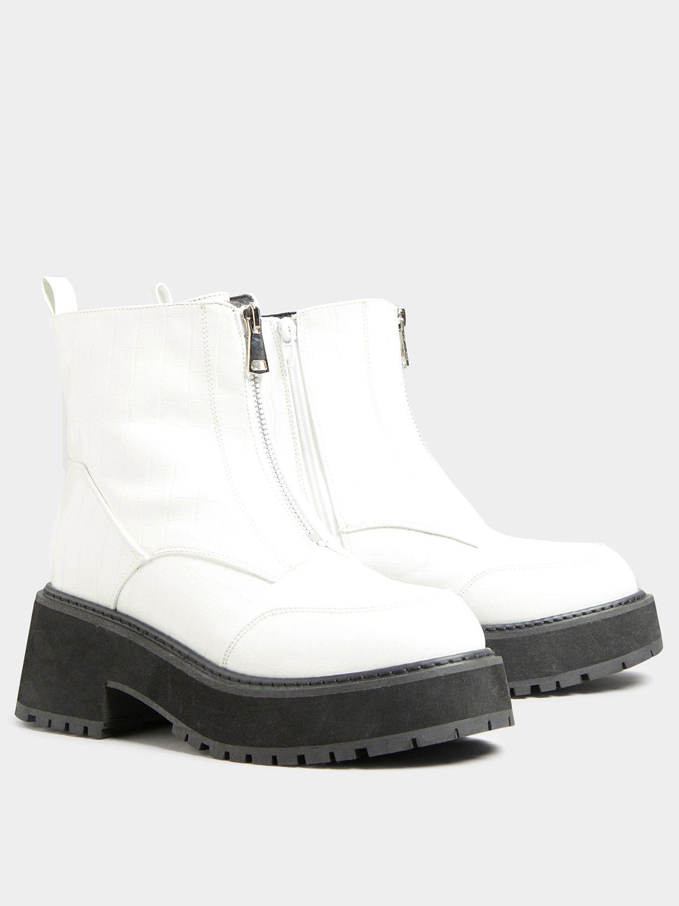 white flat boots uk