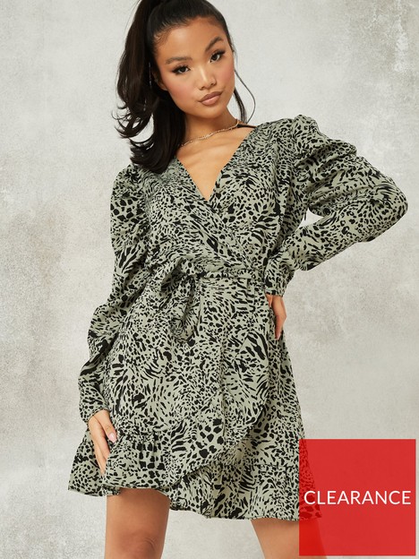 missguided-puff-sleeve-ruffle-hem-tea-dress-leopard-print