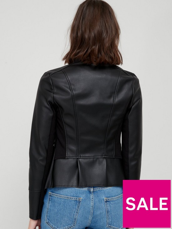 stillFront image of v-by-very-waterfall-pu-jacket-black