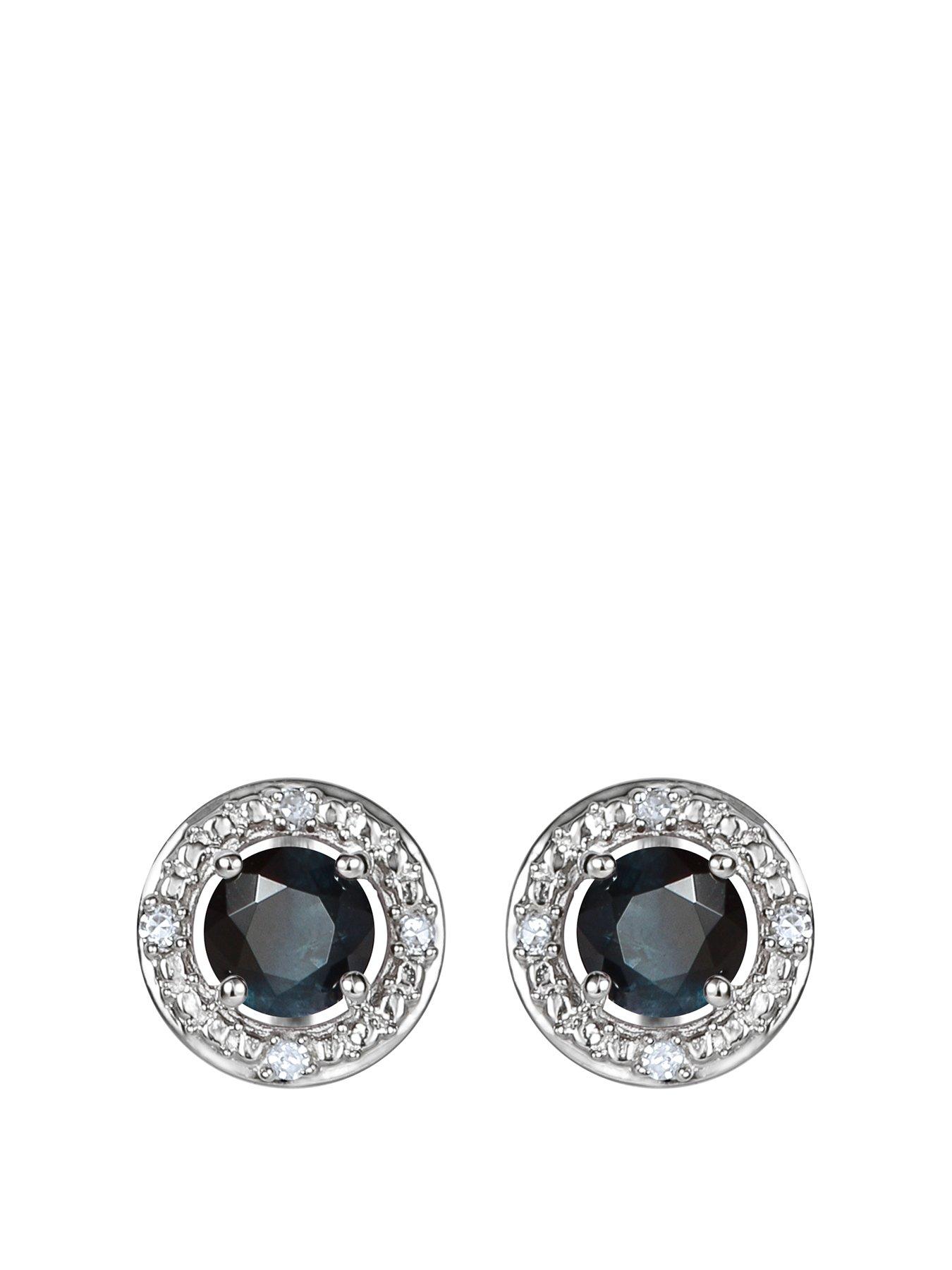 undefined Sterling Silver Birthstone Stud Earrings