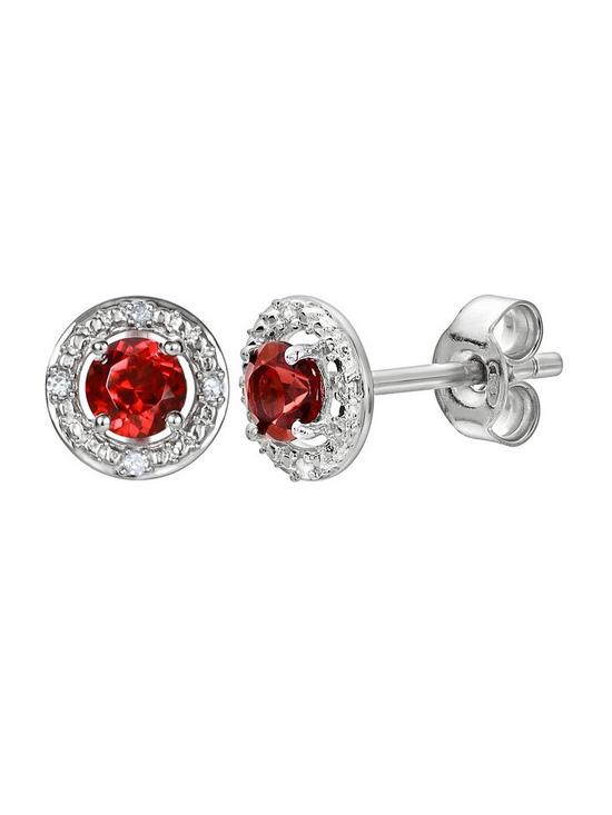 back image of love-gem-sterling-silver-birthstone-stud-earrings
