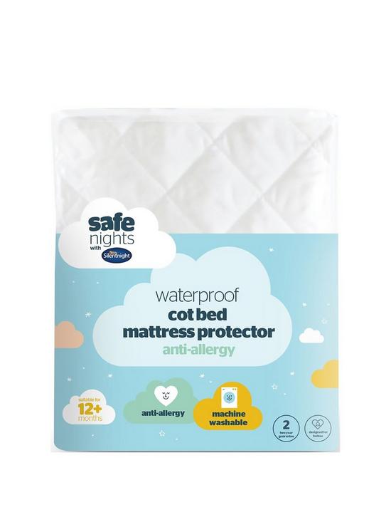 front image of safe-nights-waterproof-mattress-protector-cot-bed