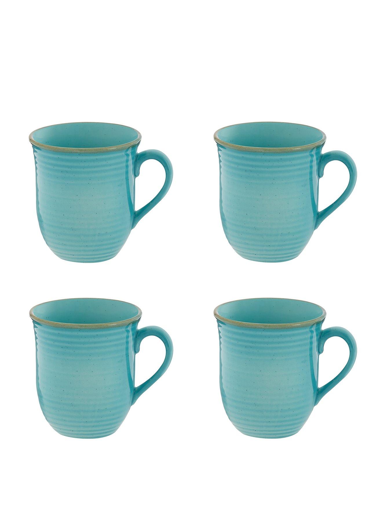 Product photograph of Luna Embossed Set Of 4 Mugs - Turquoise from very.co.uk