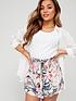  image of v-by-very-floral-deep-shirred-waist-tie-detail-short-multi