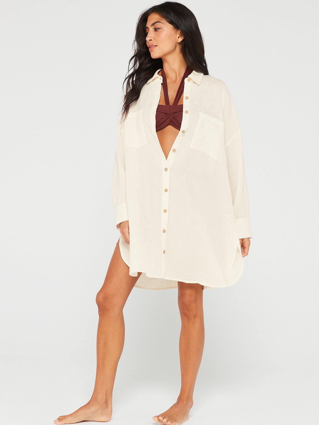 white oversized beach shirt