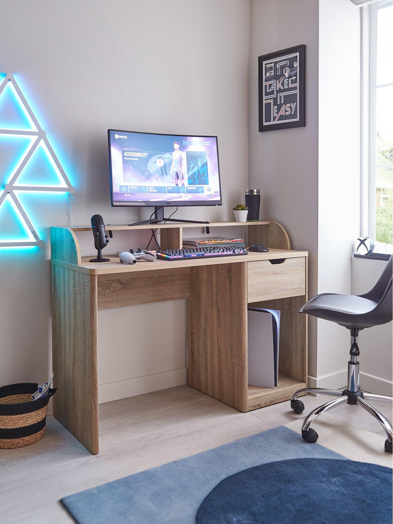 Product photograph of Very Home Aspen Gaming Desk - Oak Effect from very.co.uk