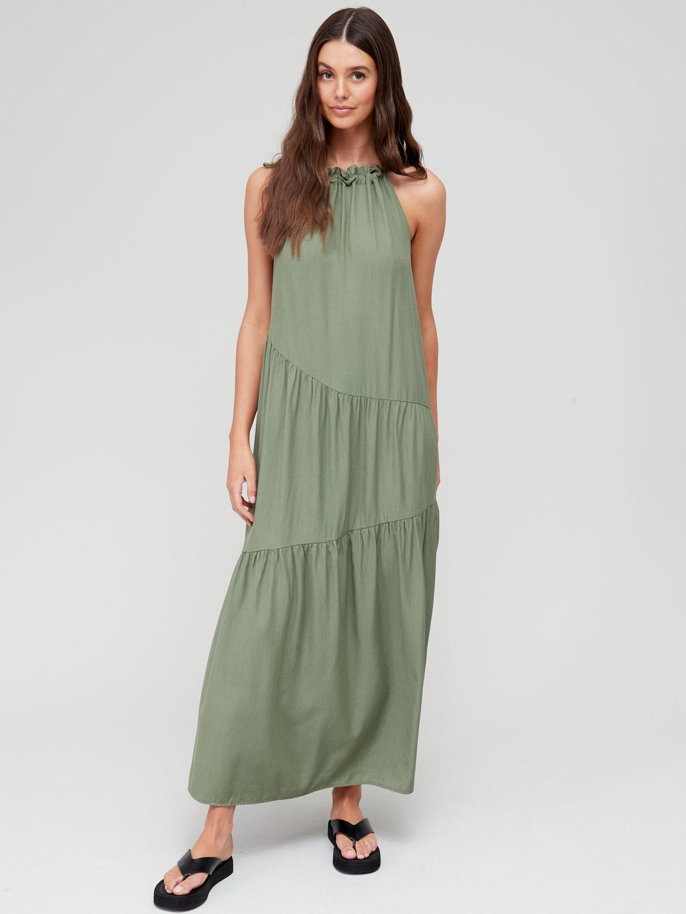 khaki green summer dress