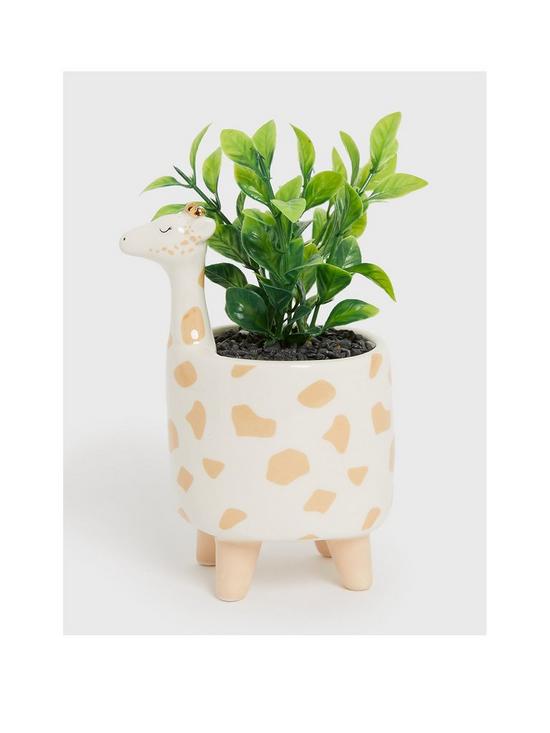 front image of new-look-white-giraffe-standing-planter