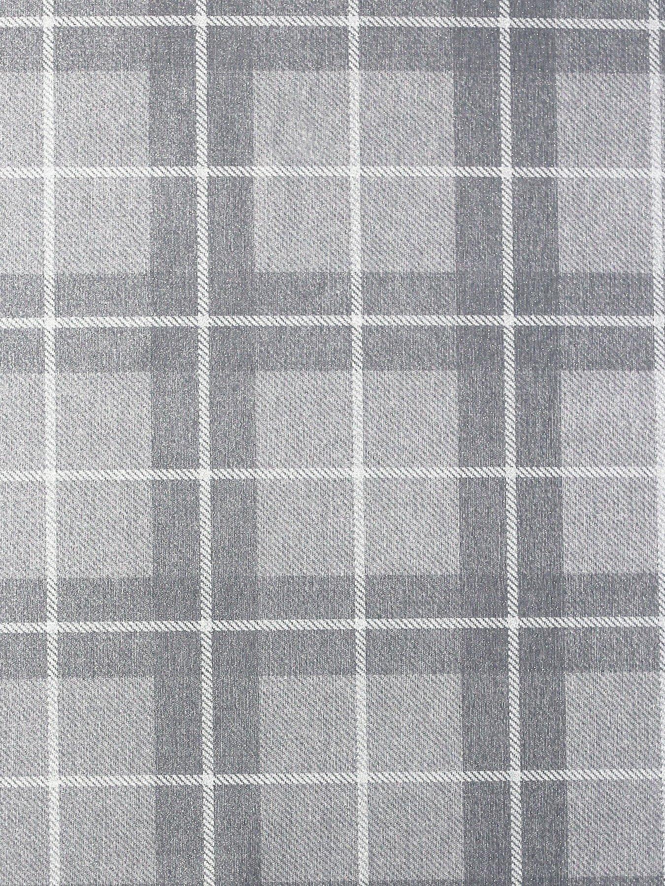 undefined Heritage Check Grey and Silver Wallpaper