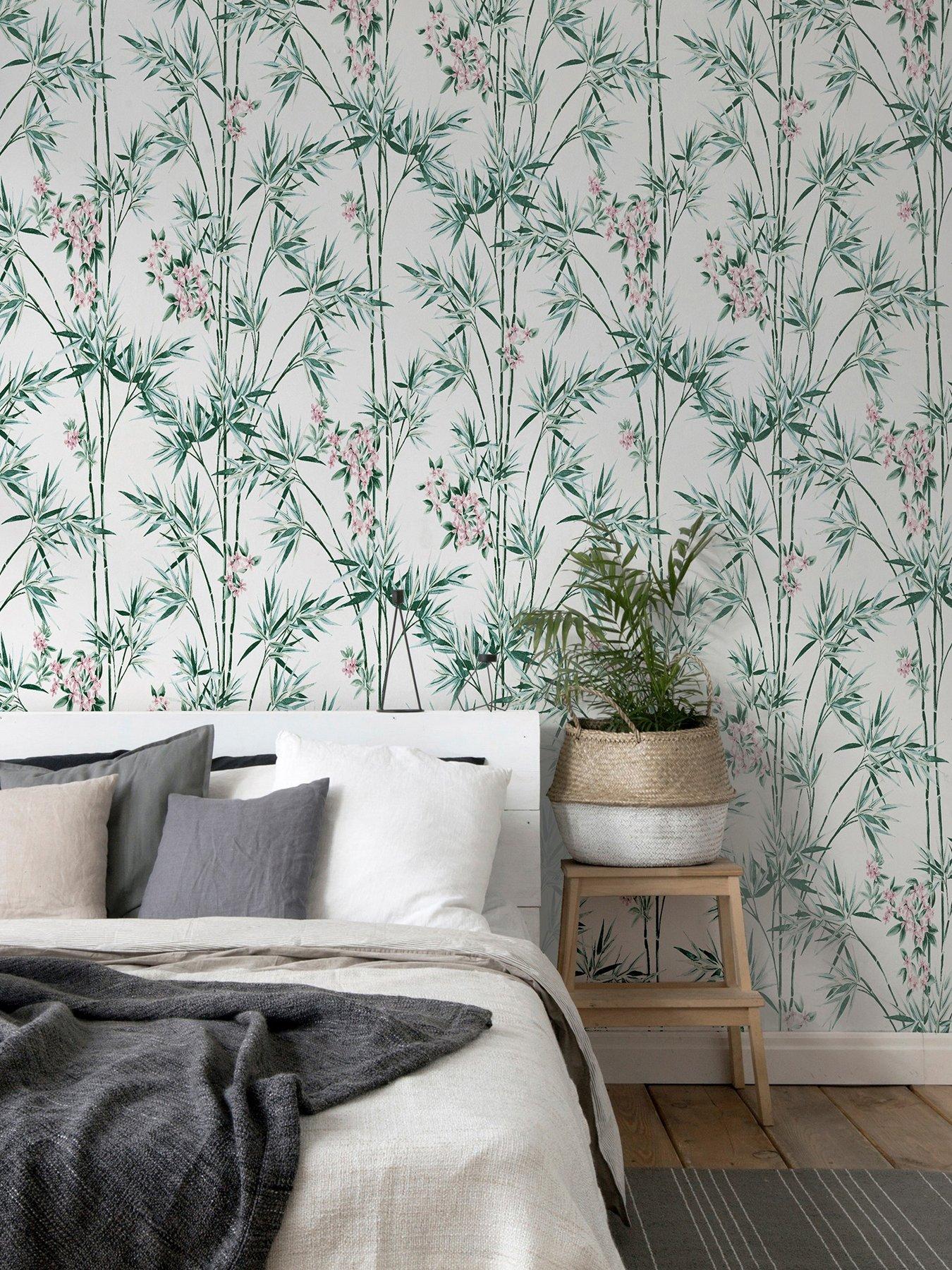 Product photograph of Arthouse Bamboo Amp Blossom White Wallpaper from very.co.uk