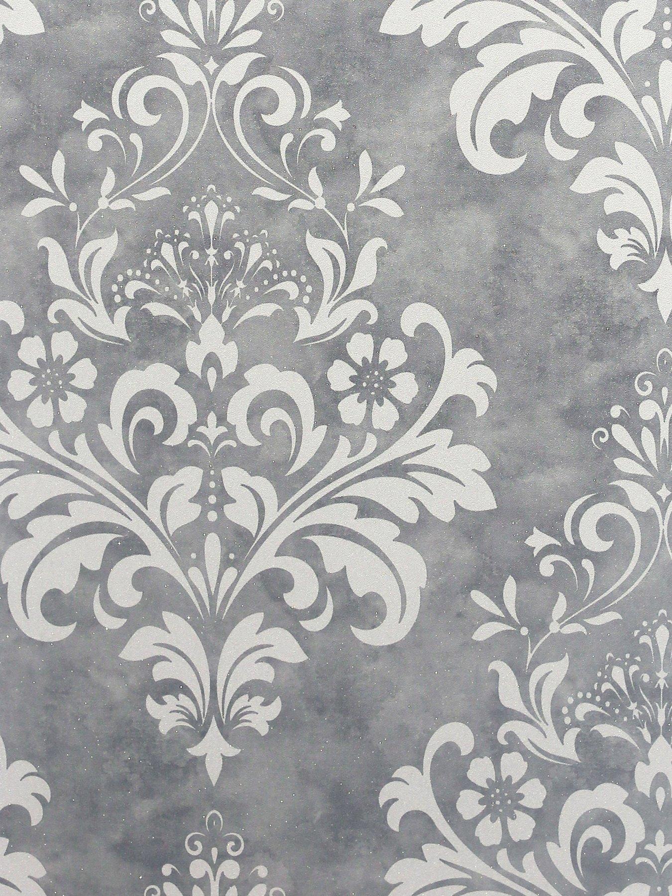 Product photograph of Arthouse Baroque Damask Grey White Wallpaper from very.co.uk