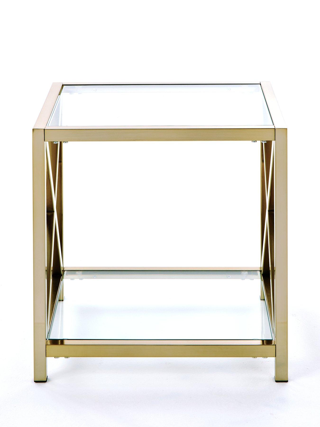 Product photograph of Very Home Christie Glass Top Lamp Table - Brass from very.co.uk