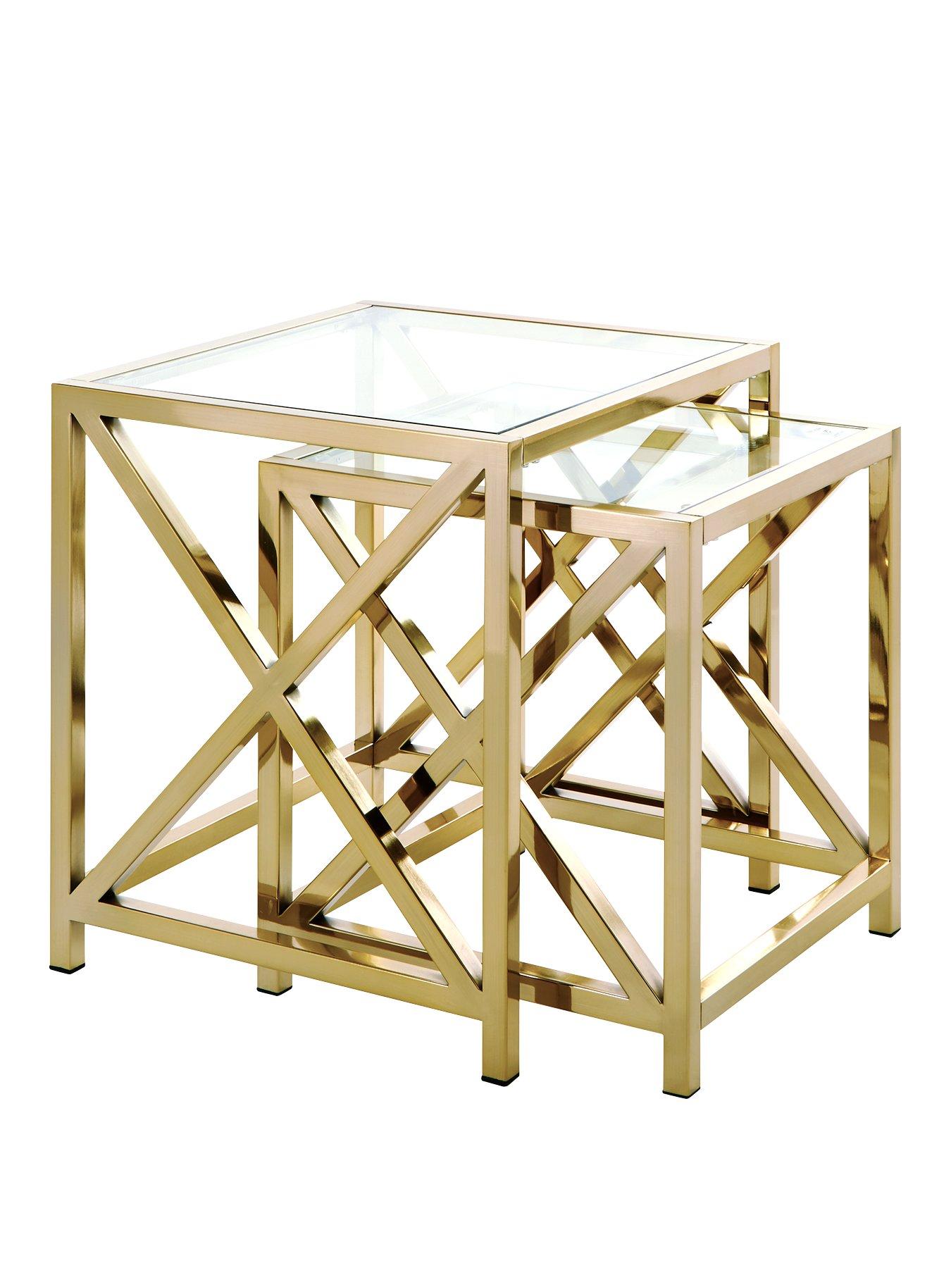 Very Home Christie Glass Top Nest of Tables Brass very.co.uk