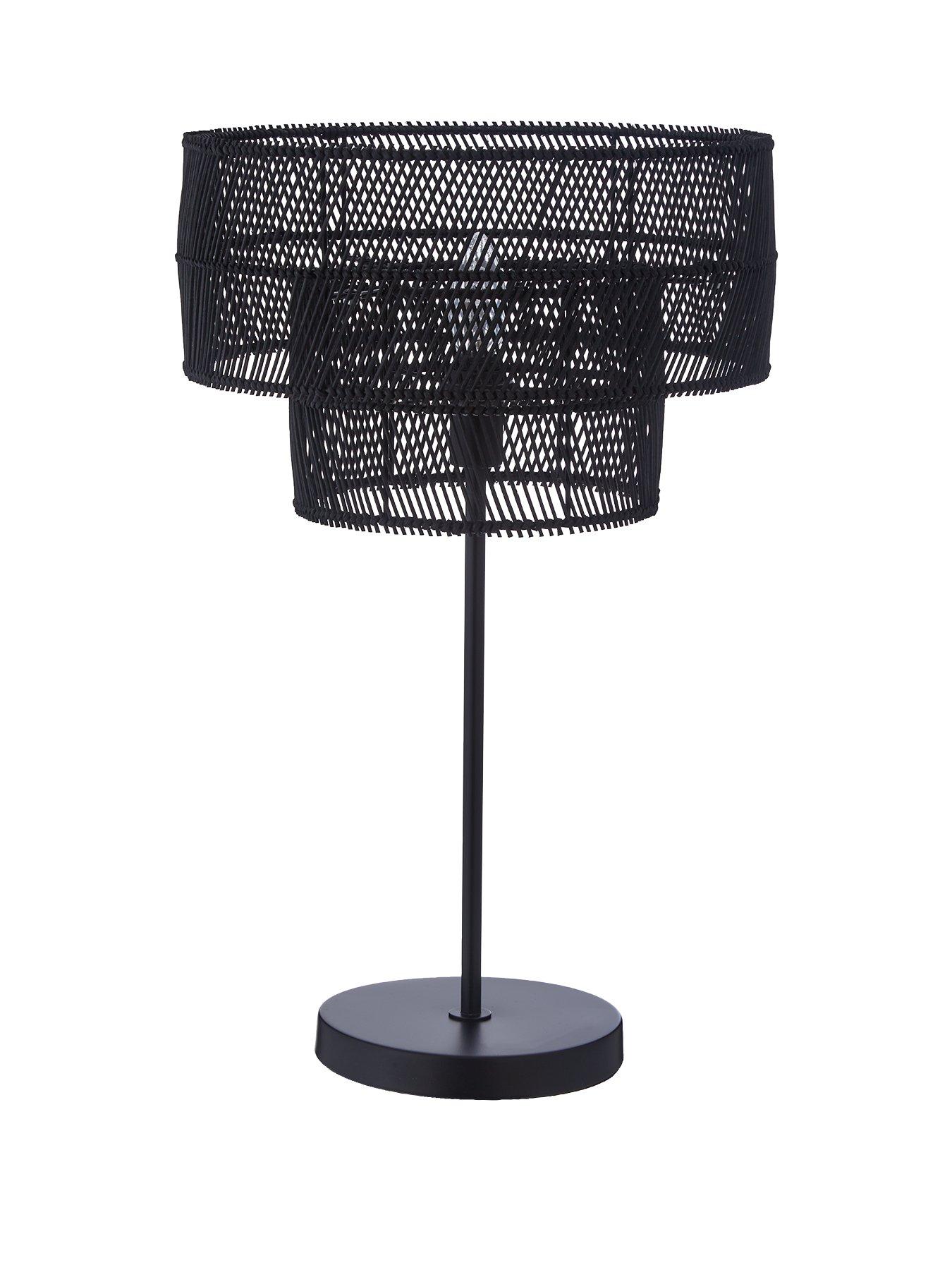 Product photograph of Amira 2 Tier Rattan Table Lamp from very.co.uk