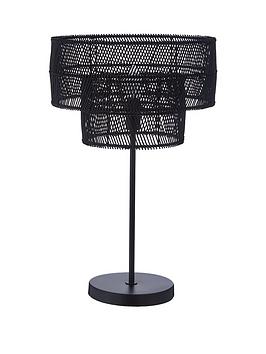 Product photograph of Very Home Amira 2 Tier Rattan Table Lamp from very.co.uk