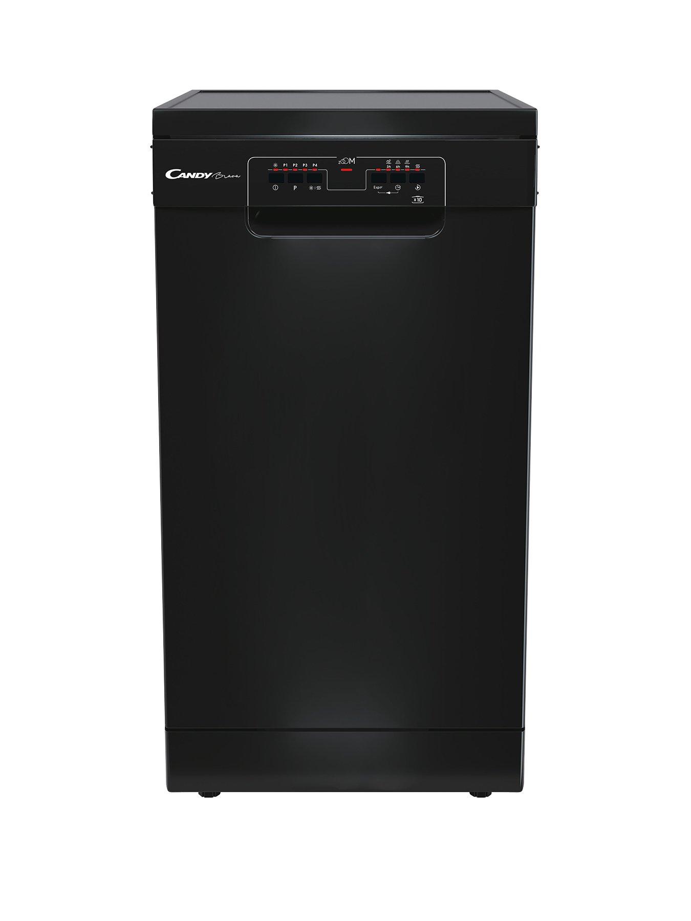 Product photograph of Candy Brava Slimline 10-place Dishwasher - Black from very.co.uk