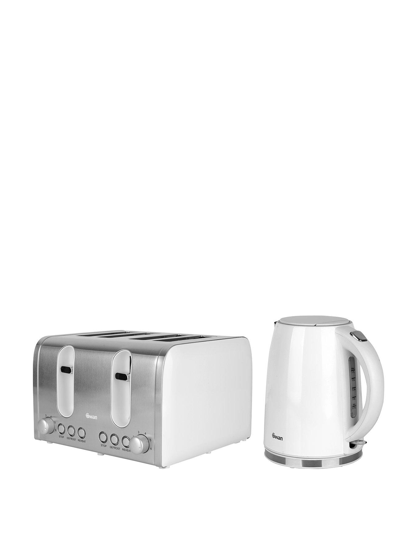 Image of Swan Kettle  &  Toaster 4-Slice Twin Pack - White