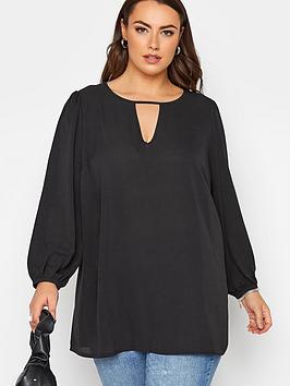 yours-yours-londonnbspkeyhole-bellow-sleeve-blouse-black