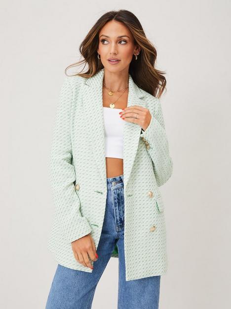 michelle-keegan-boucle-double-breasted-blazer-green