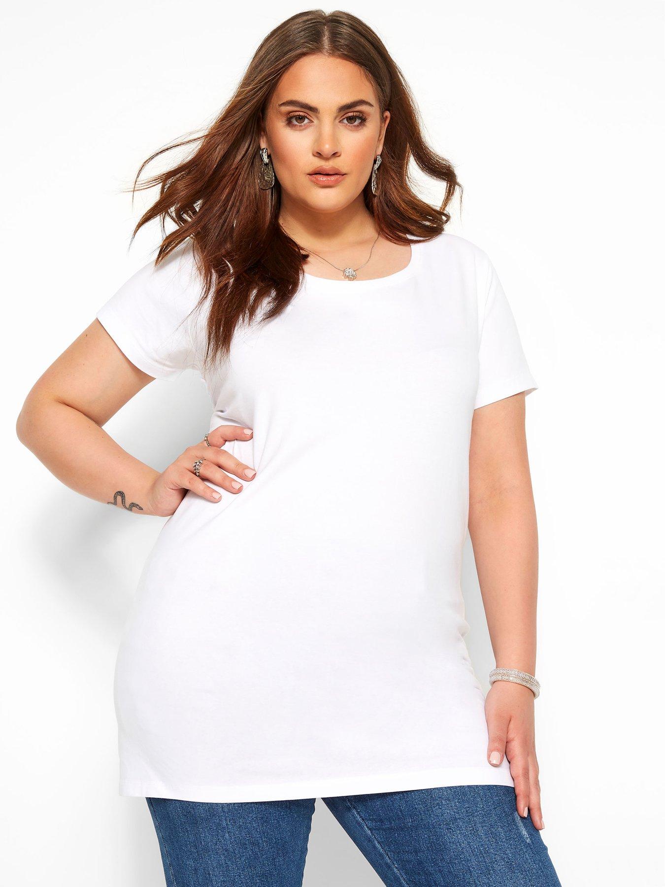 Yours Curve Essential Cotton Longline Soft Stretch Short Sleeve Scoop Neck Tee T-Shirt - Women's - Plus Size - Image 2