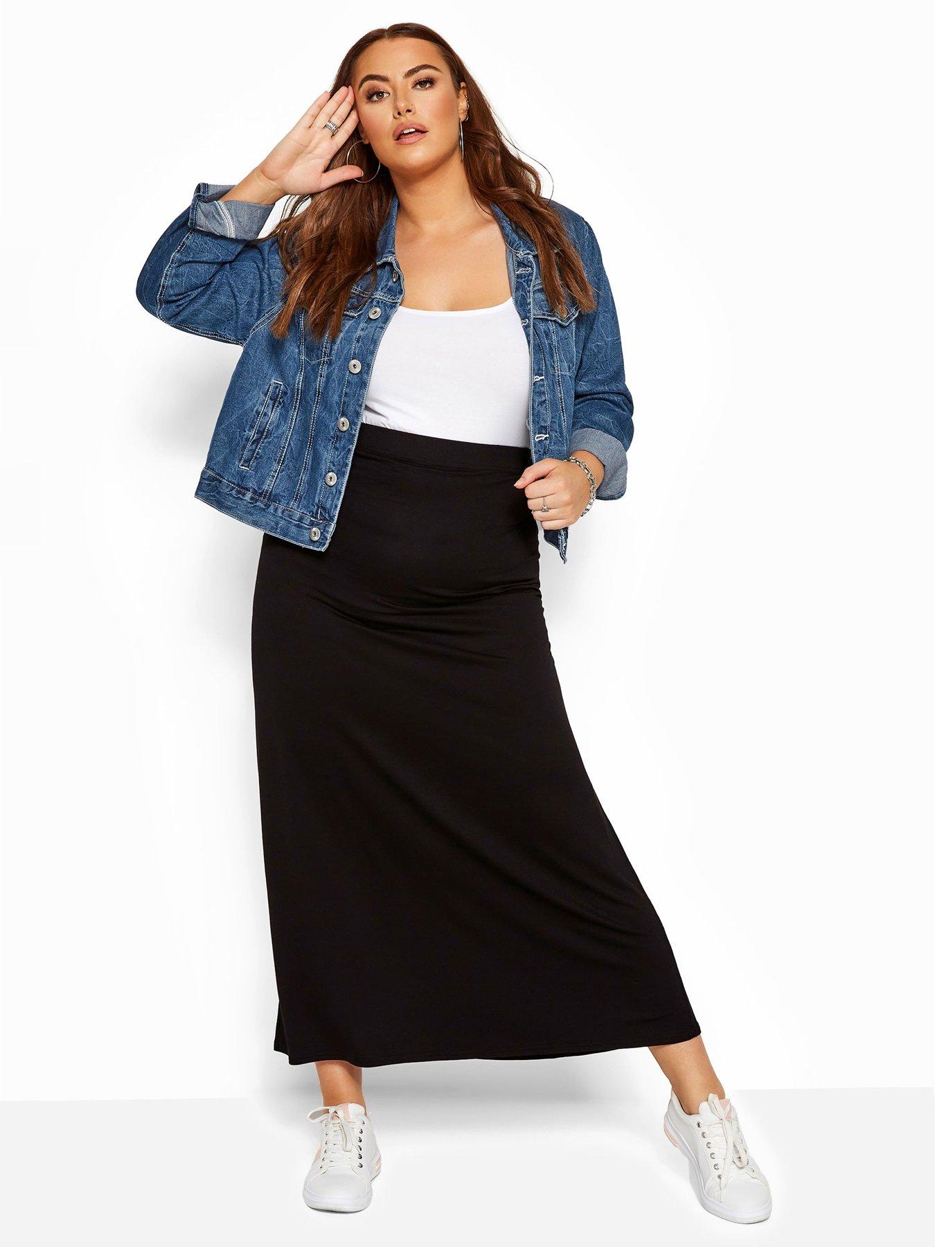 Image 1 of 2 of Yours 38" Tube Maxi Skirt. Black