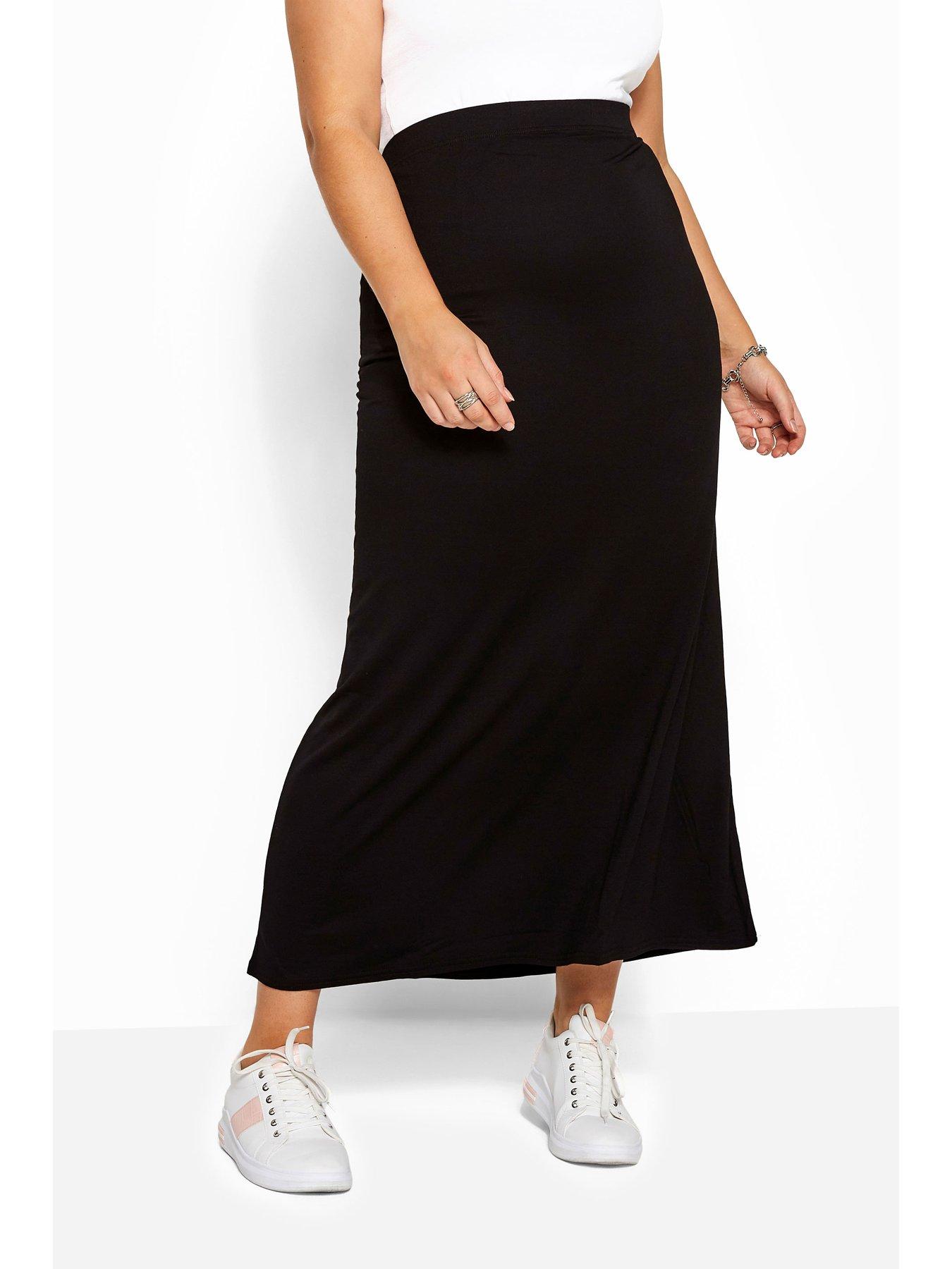 Image 2 of 2 of Yours 38" Tube Maxi Skirt. Black
