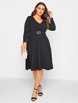 yours-yours-buckle-detail-wrap-dress-black